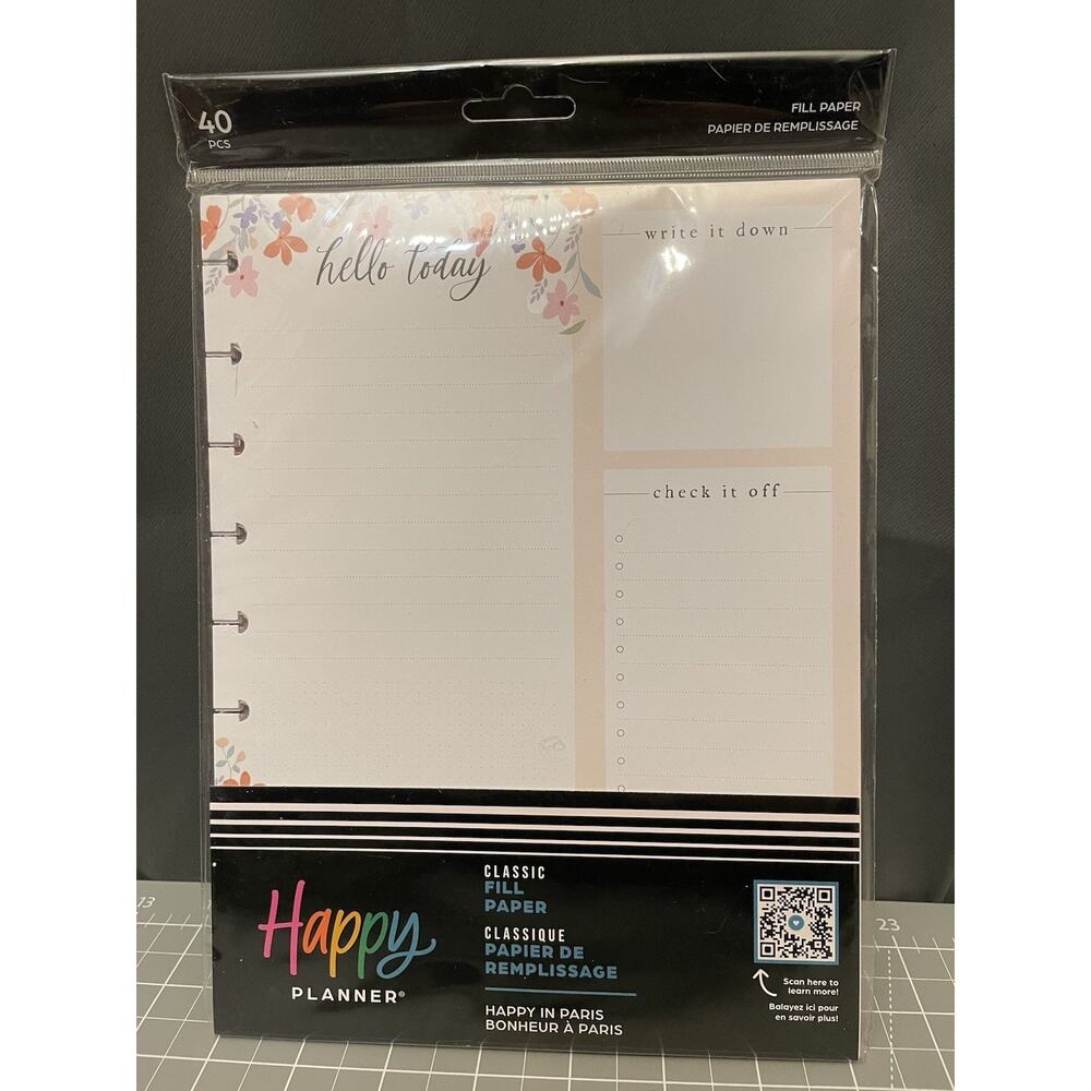 Happy Planner Classic 9 Disc Happy In Paris Fill Filler Paper 40 Sheet Pack
